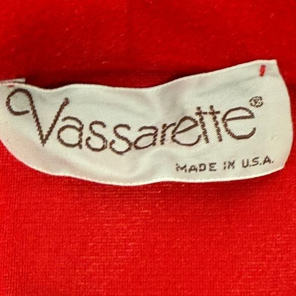 Vintage 70s Vassarette Red Fleece Hooded Robe Women’s Medium 52” Long USA Made - Picture 5 of 7